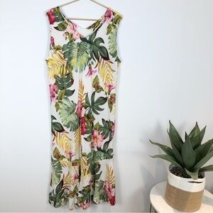 𝅺shannon Marie Hawaiian tropical print midi dress L